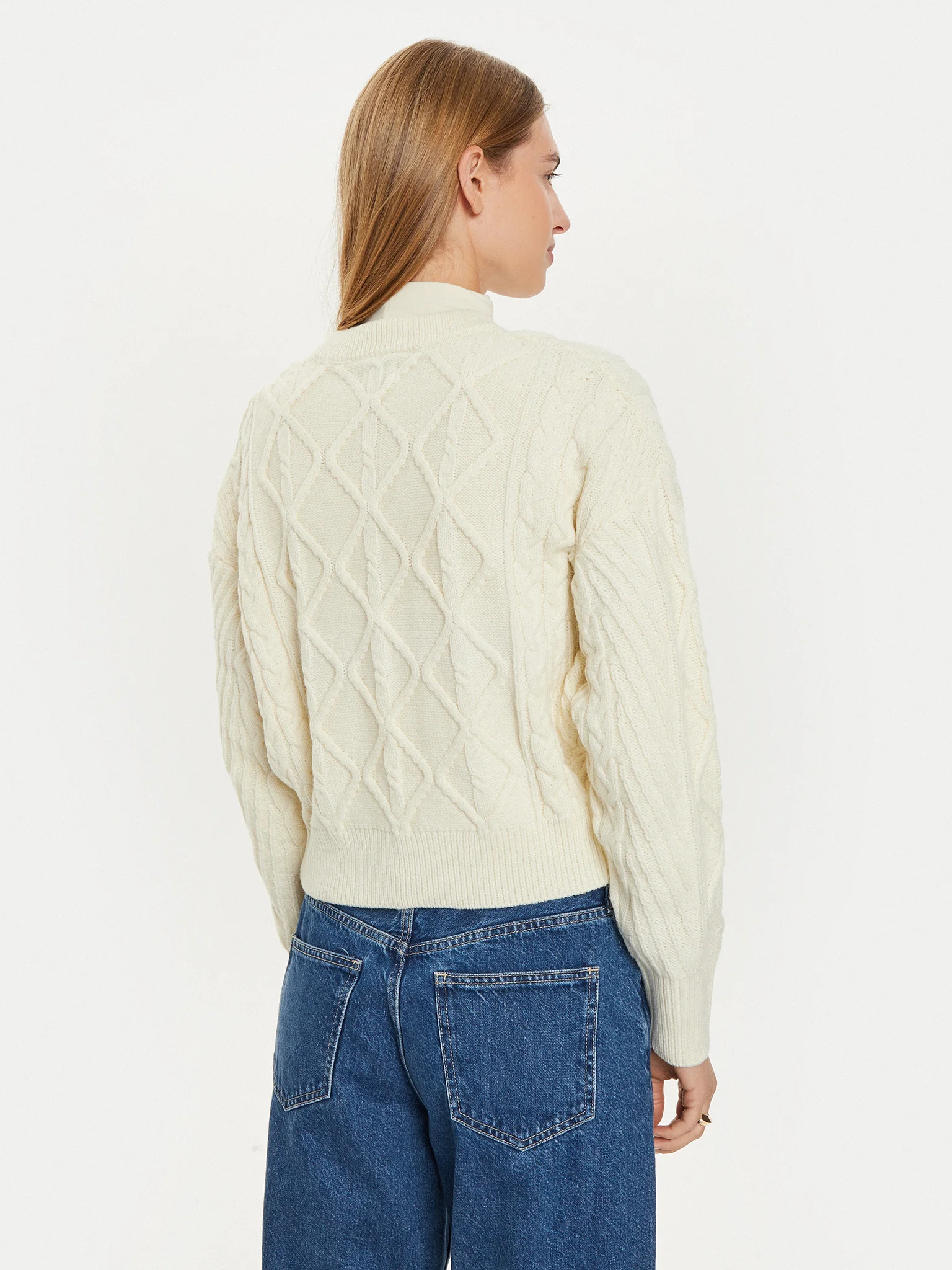 Wrangler - Cable Knit SweaTER / Worn White - Elegáns Női pulóver