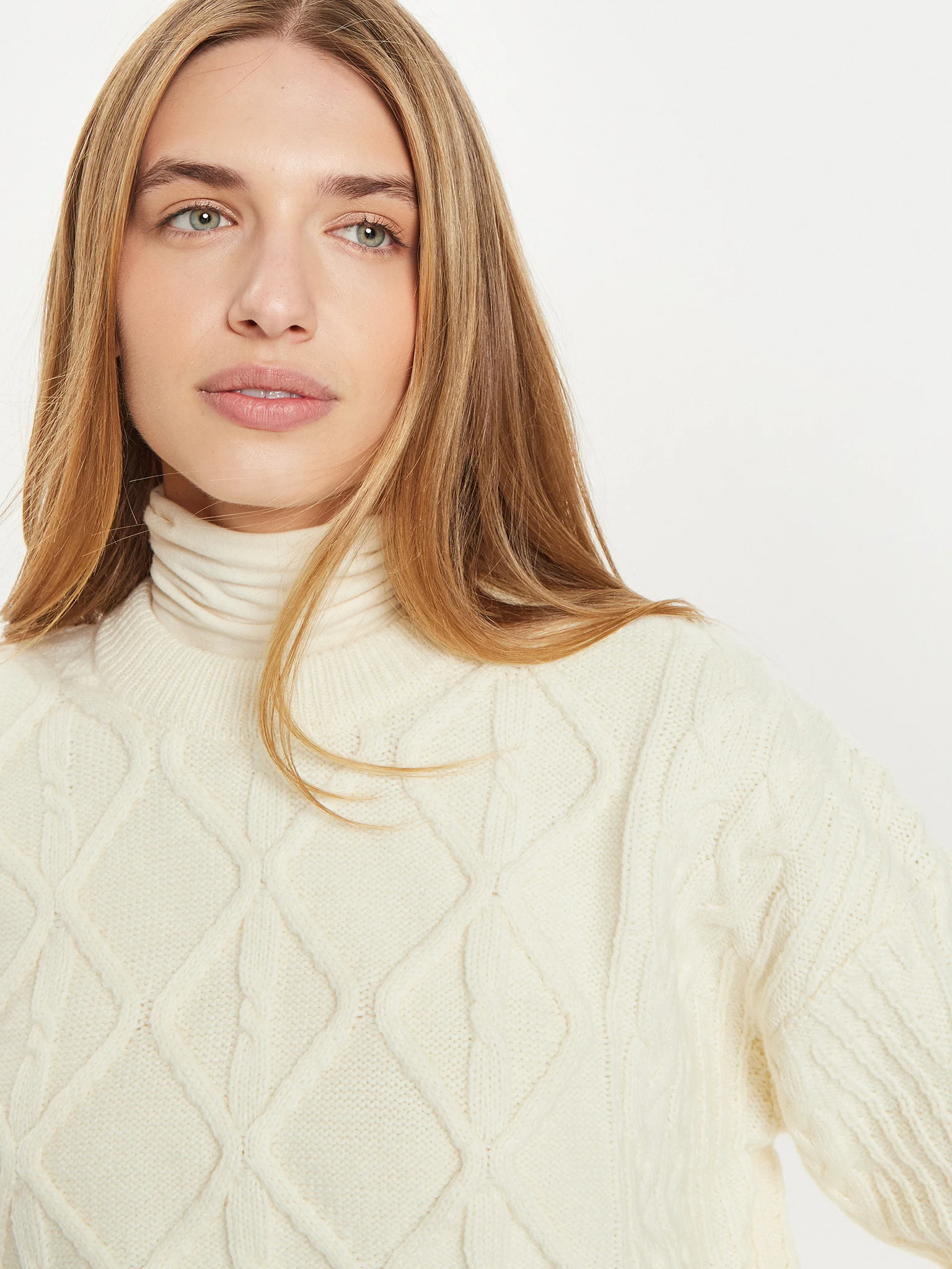 Wrangler - Cable Knit SweaTER / Worn White - Elegáns Női pulóver