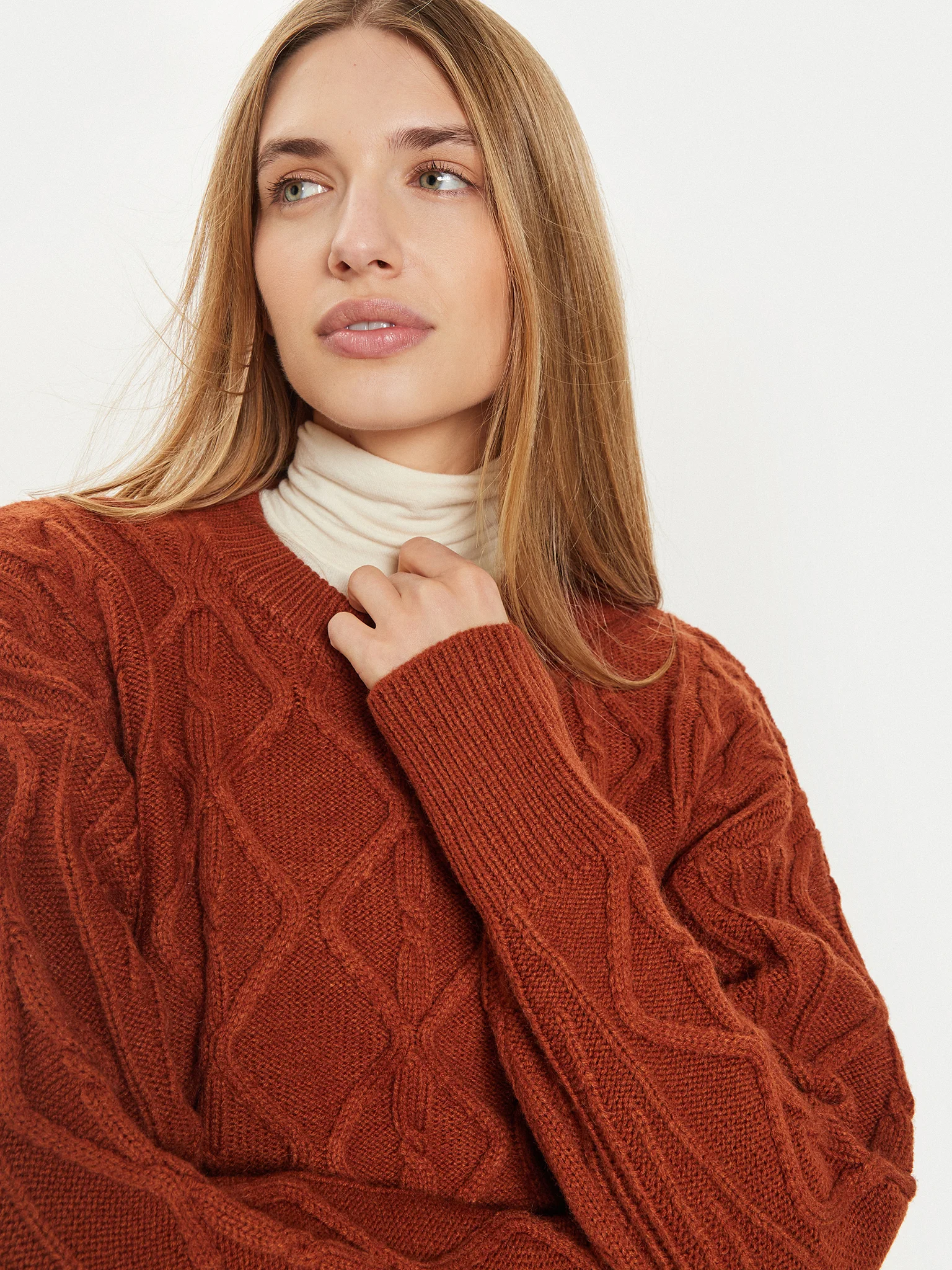 Wrangler - Cable Knit / Gingerbread - Elegáns Női pulóver