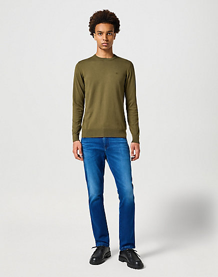 Wrangler - Knit Sweater / Ivy Green - Elegáns Férfi pulóver