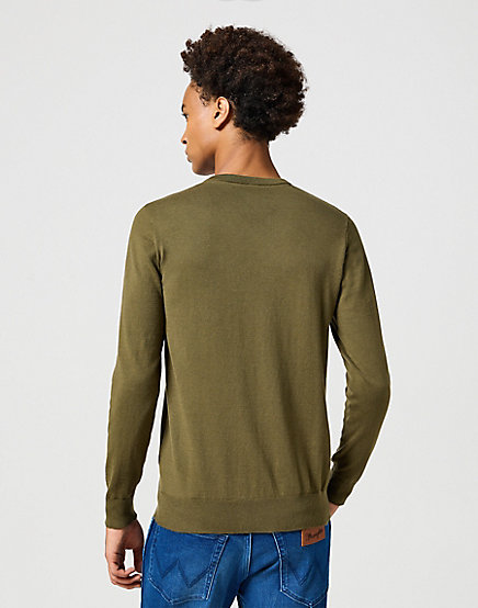 Wrangler - Knit Sweater / Ivy Green - Elegáns Férfi pulóver