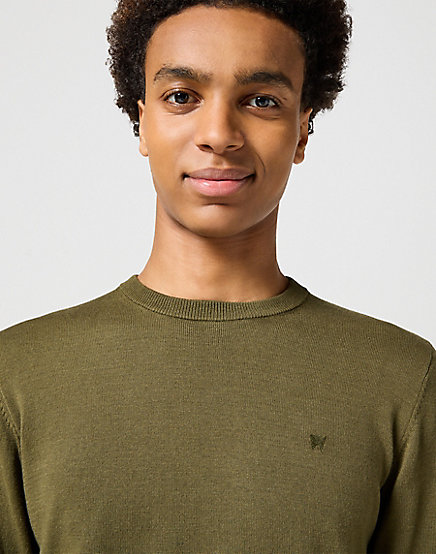 Wrangler - Knit Sweater / Ivy Green - Elegáns Férfi pulóver