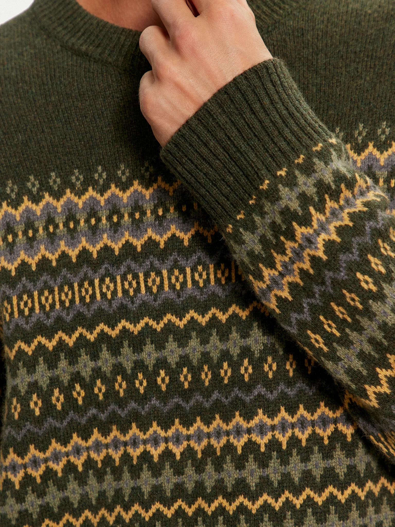 Wrangler - Fairisle Sweater / Verdant Green - Elegáns Férfi pulóver