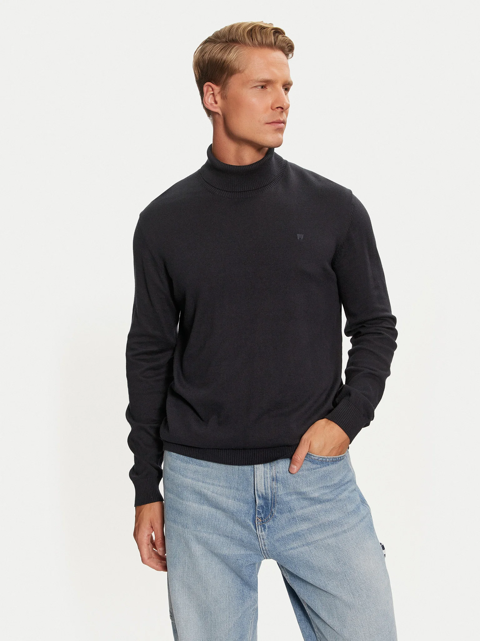 Wrangler - Turtleneck / Dark Navy - Elegáns Férfi pulóver