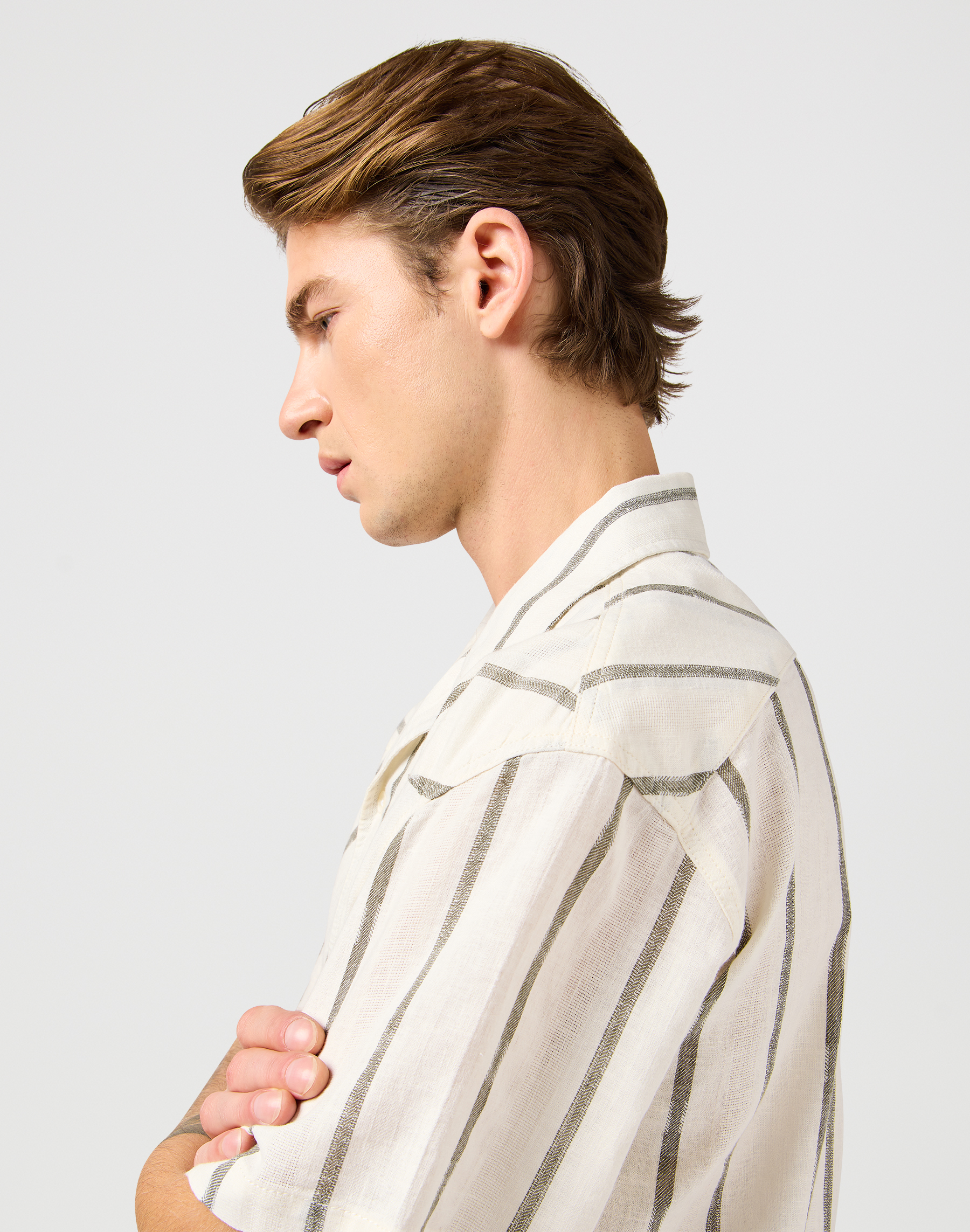 Wrangler - SS W RESORT SHIRT / NATURAL STRIPE - Férfi ing