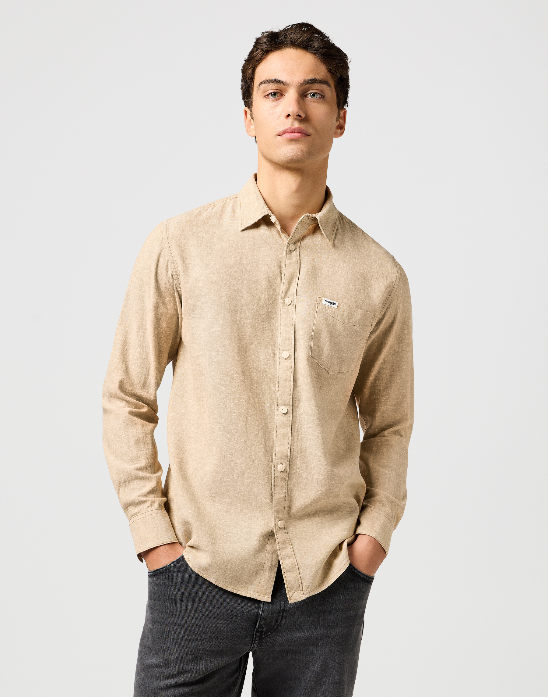 Wrangler - 1 PKT SHIRT / TIMBERWOLF - Férfi ing