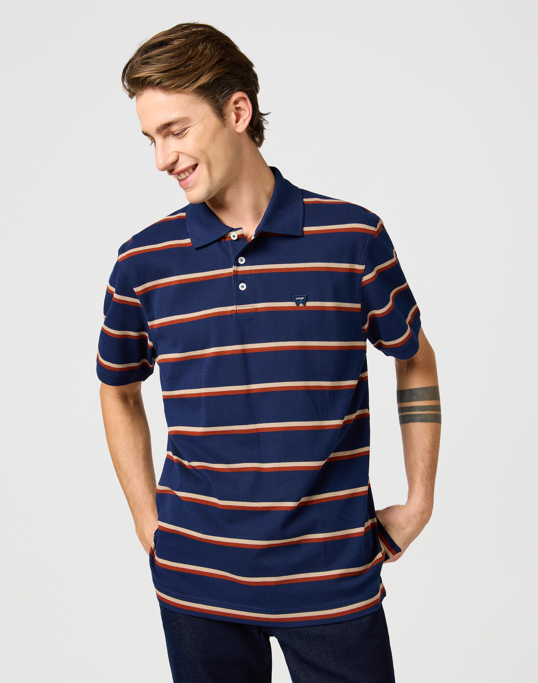 Wrangler - STRIPE POLO SHIRT / NAVY - Galléros Férfi póló