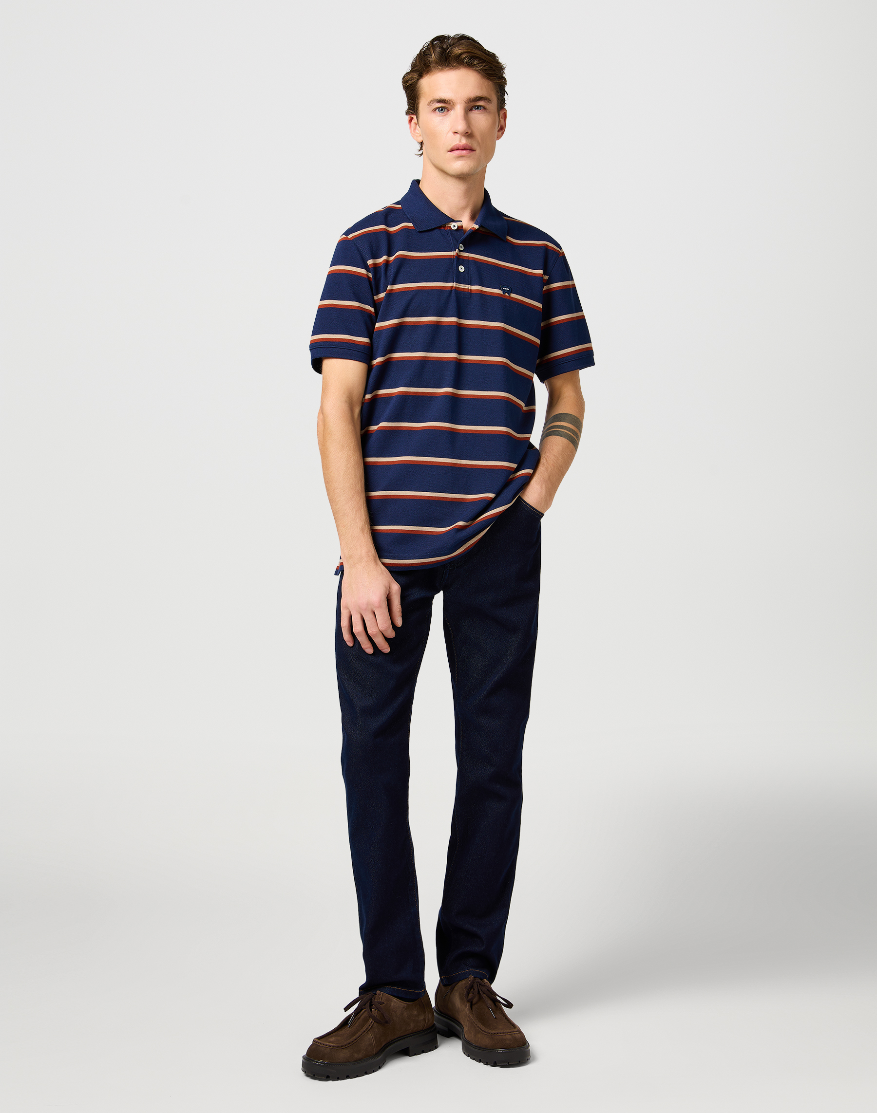 Wrangler - STRIPE POLO SHIRT / NAVY - Galléros Férfi póló
