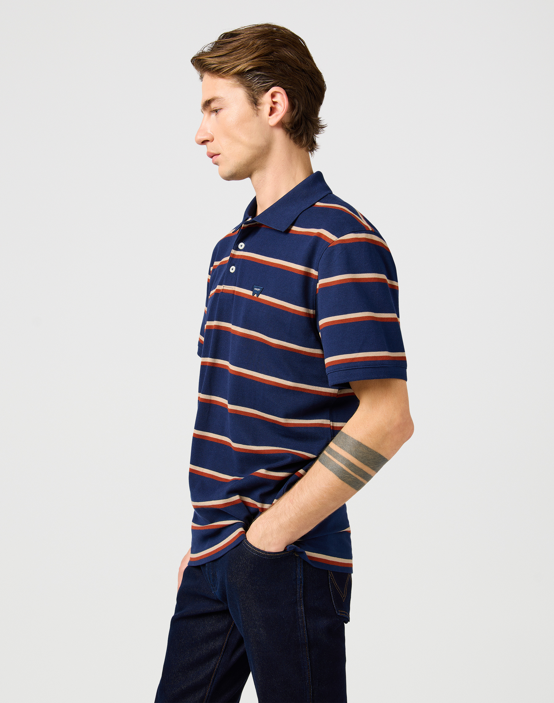 Wrangler - STRIPE POLO SHIRT / NAVY - Galléros Férfi póló