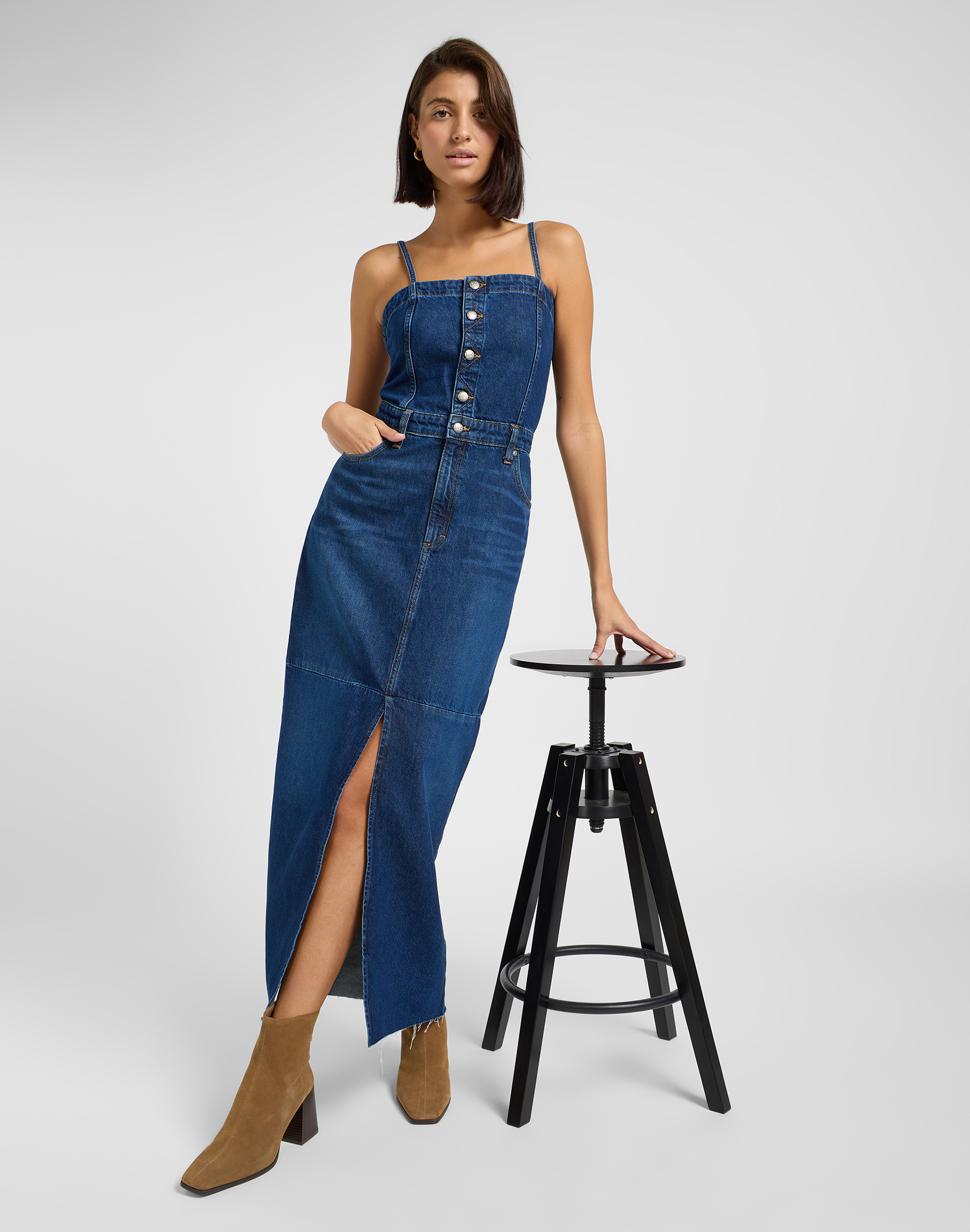 Lee - MAXI DENIM DRESS / DARK FUSION - Női ruha