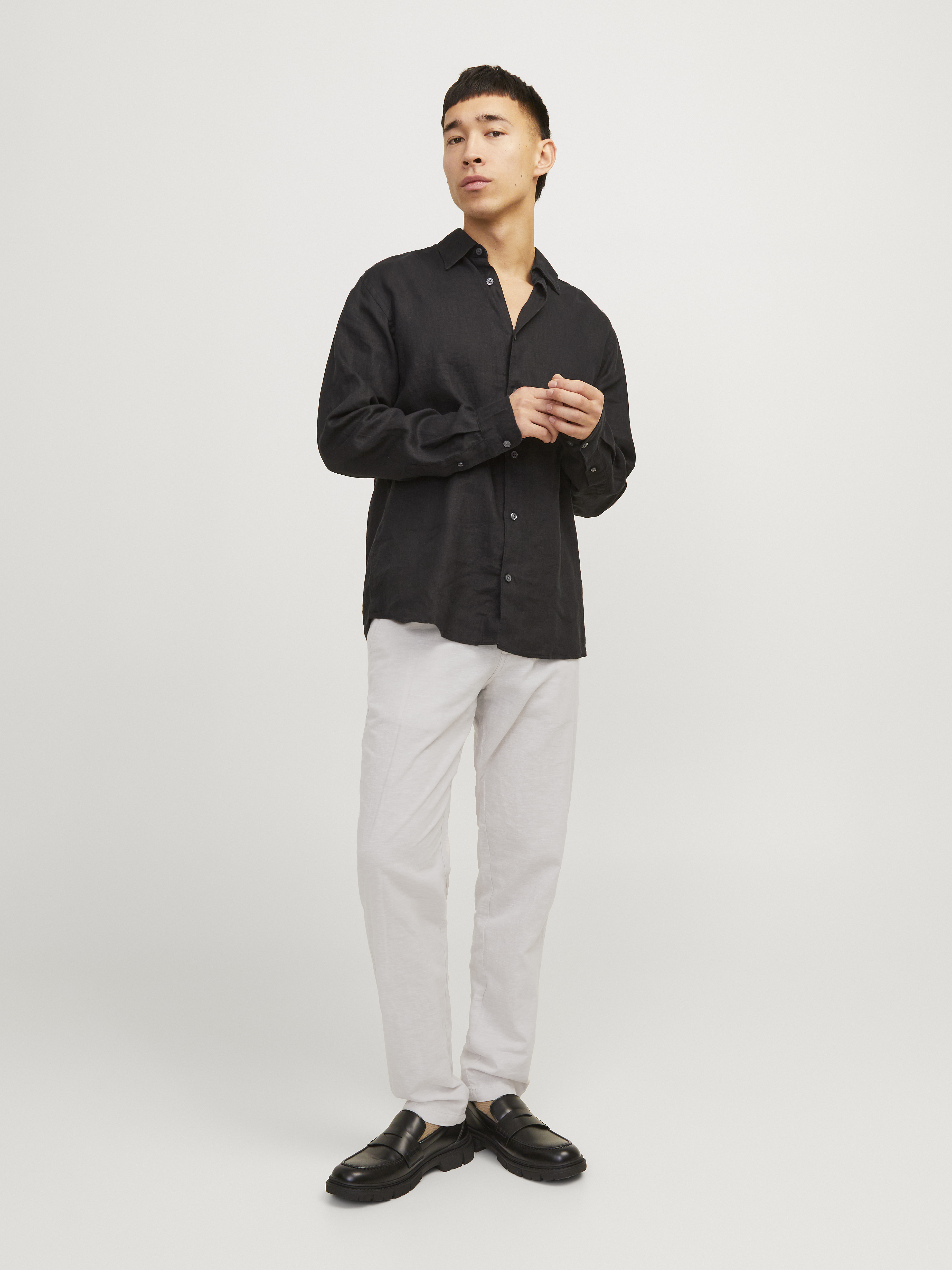 Jack & Jones - Stace Summer Linen / Crockery Melange - Férfi lenvászon nadrág Jack & Jones - Stace Summer Linen / Crockery Melange - Férfi lenvászon nadrág