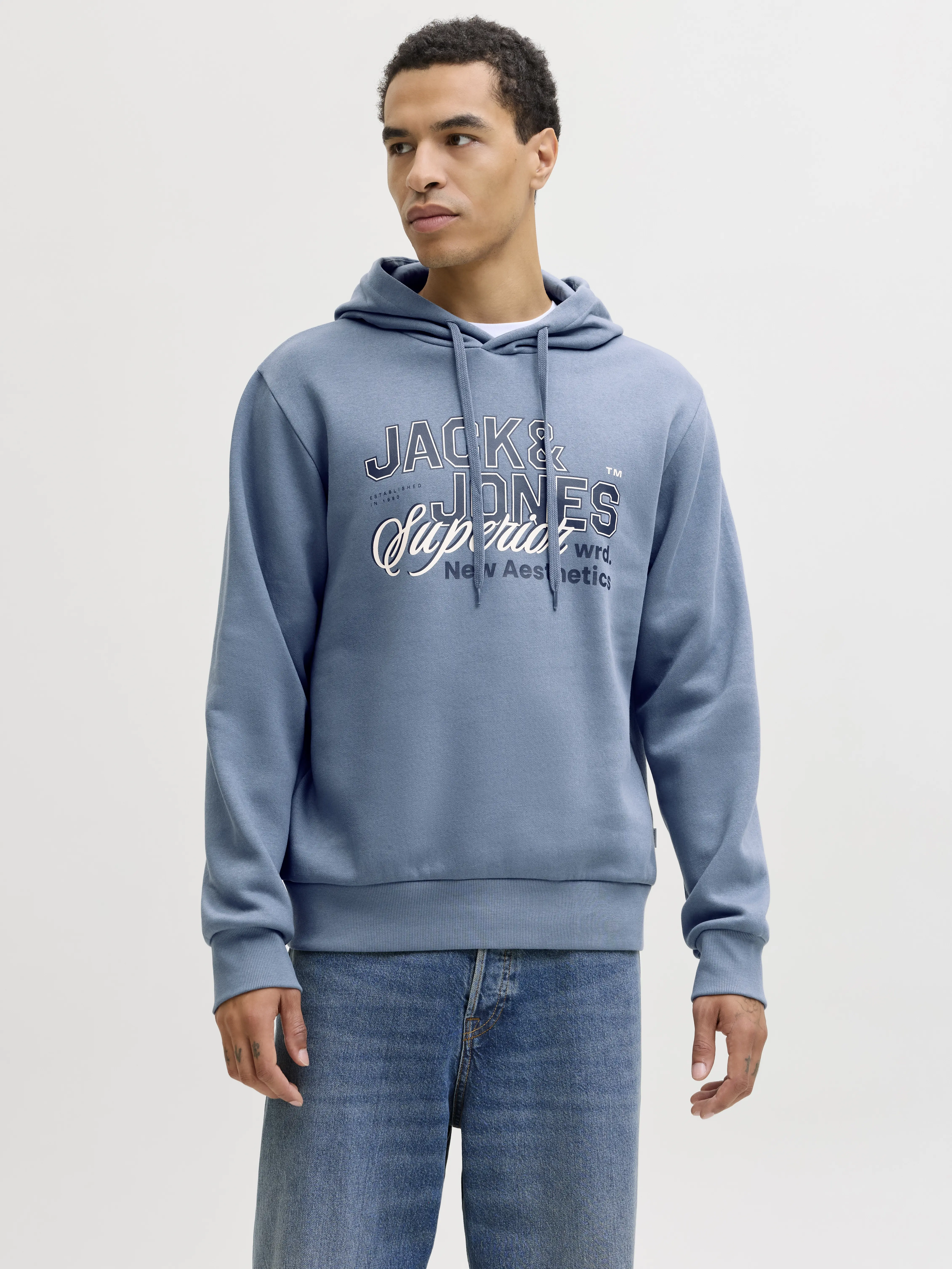 Jack & Jones - LOGO / Grey - Sportos Férfi pulóver