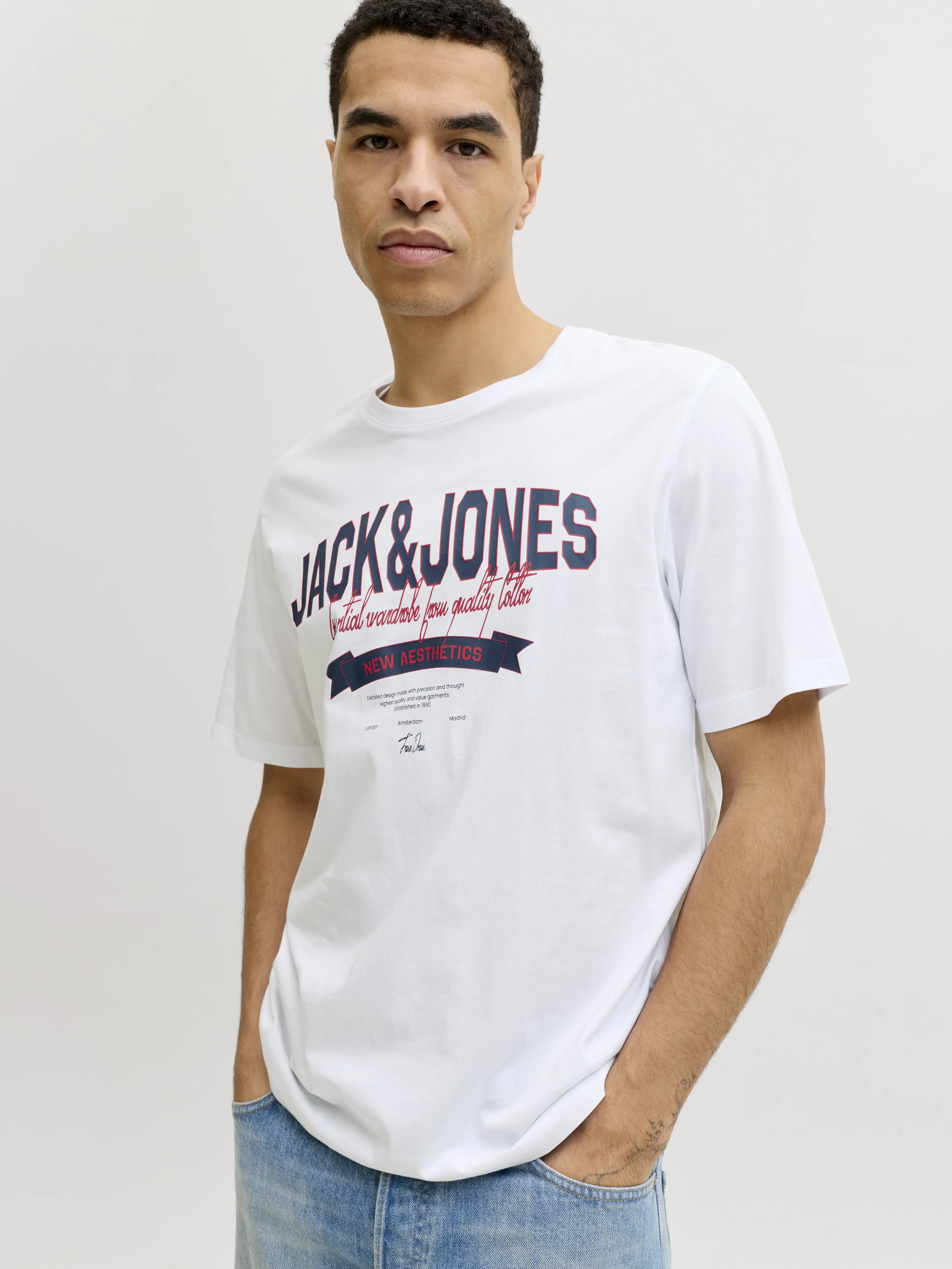Jack & Jones - LOGO / White - Férfi póló