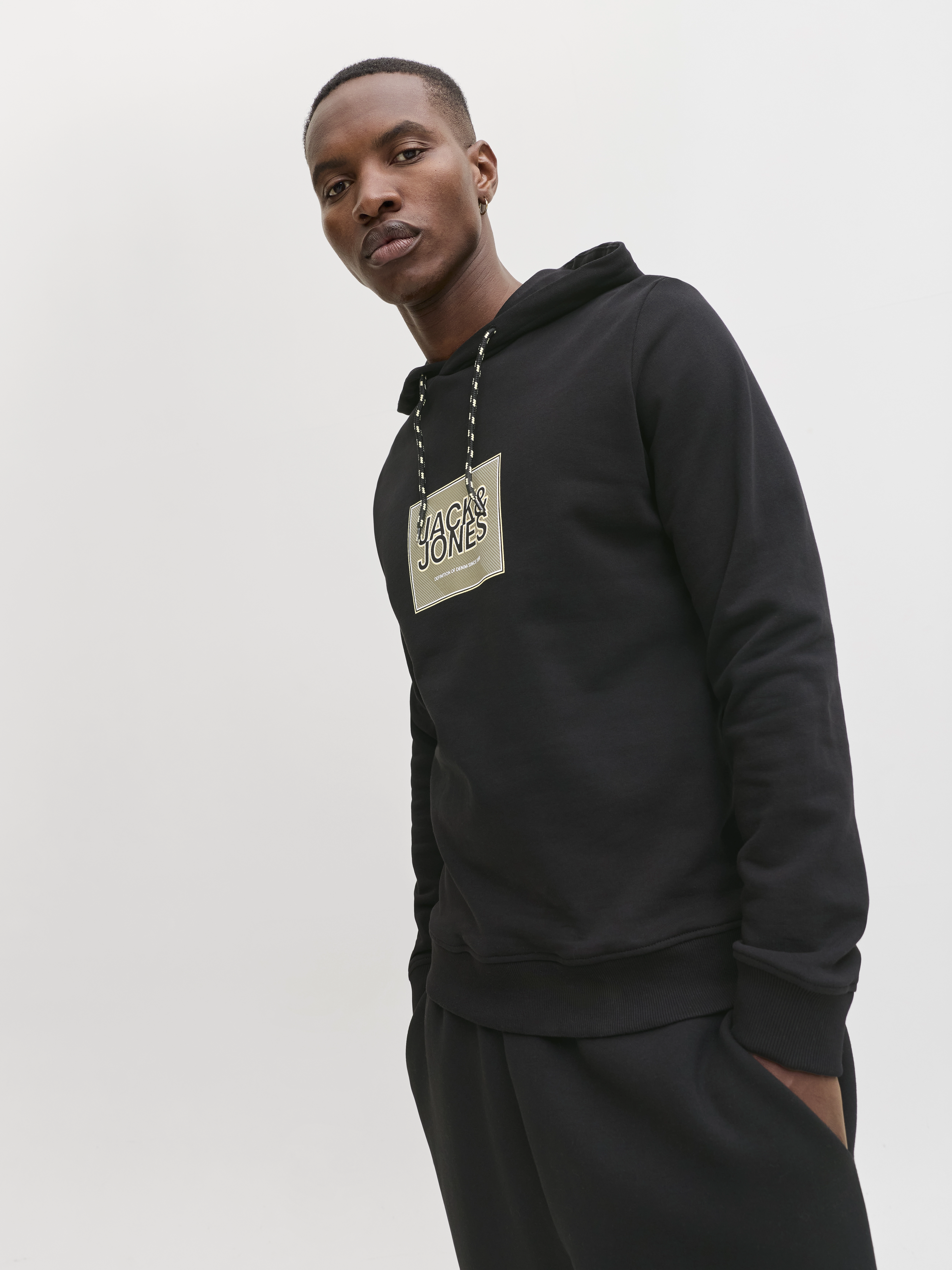 Jack & Jones - RAIN / Black - Sportos Férfi pulóver