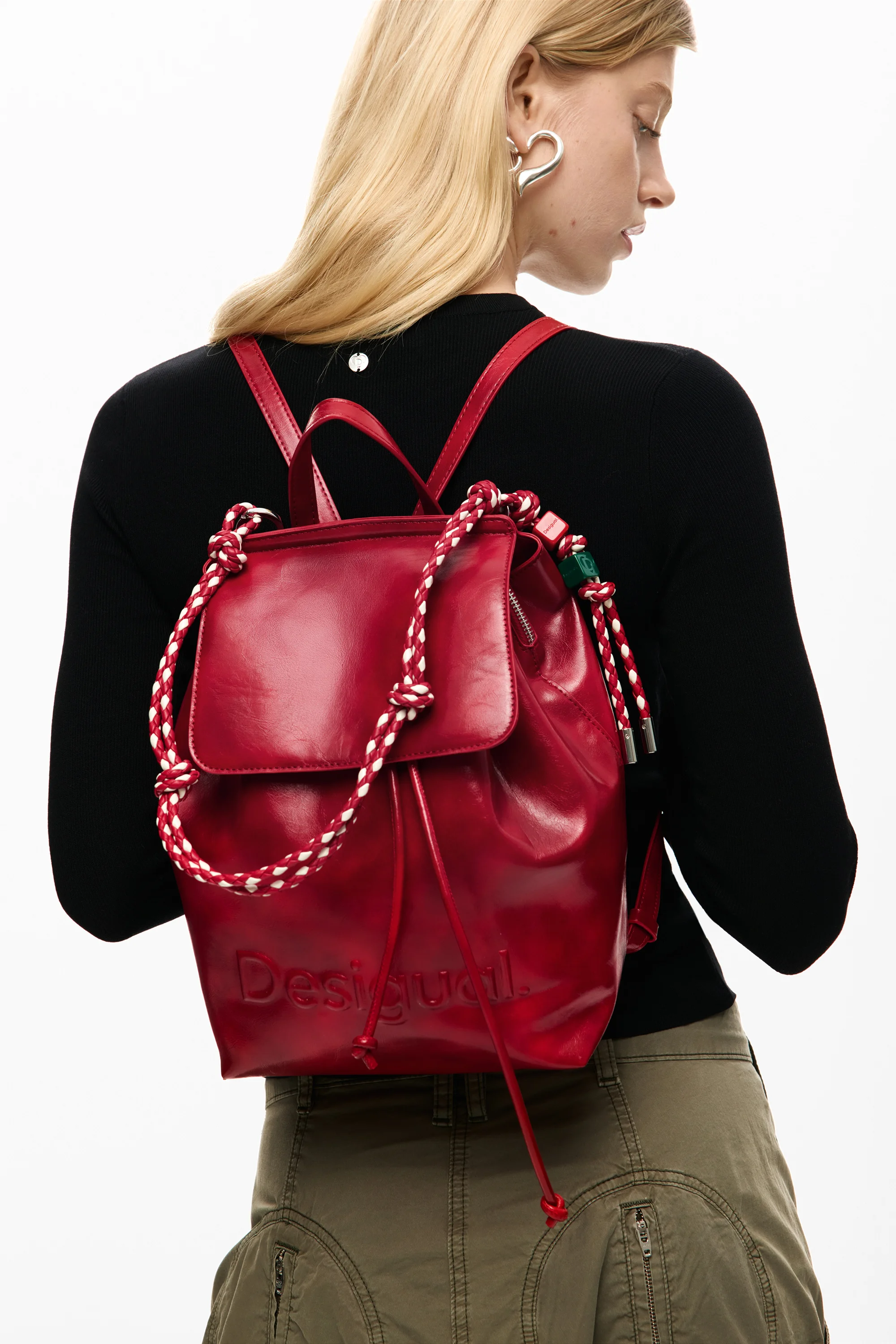 Desigual - HALF LOGO LUENA MINI RED - Női hátizsák