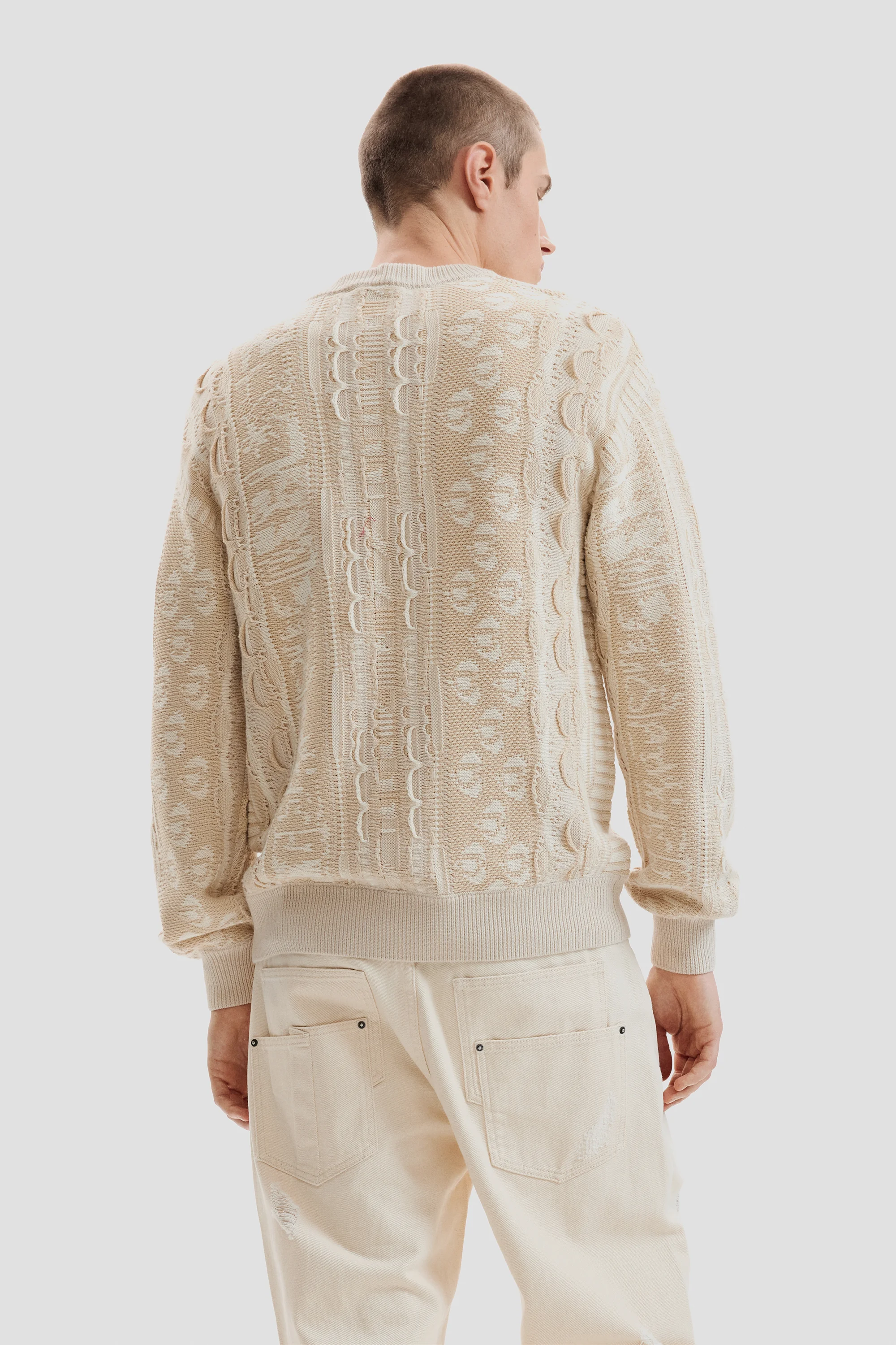 Desigual - VINTAGE IVORY - Elegáns Férfi pulóver