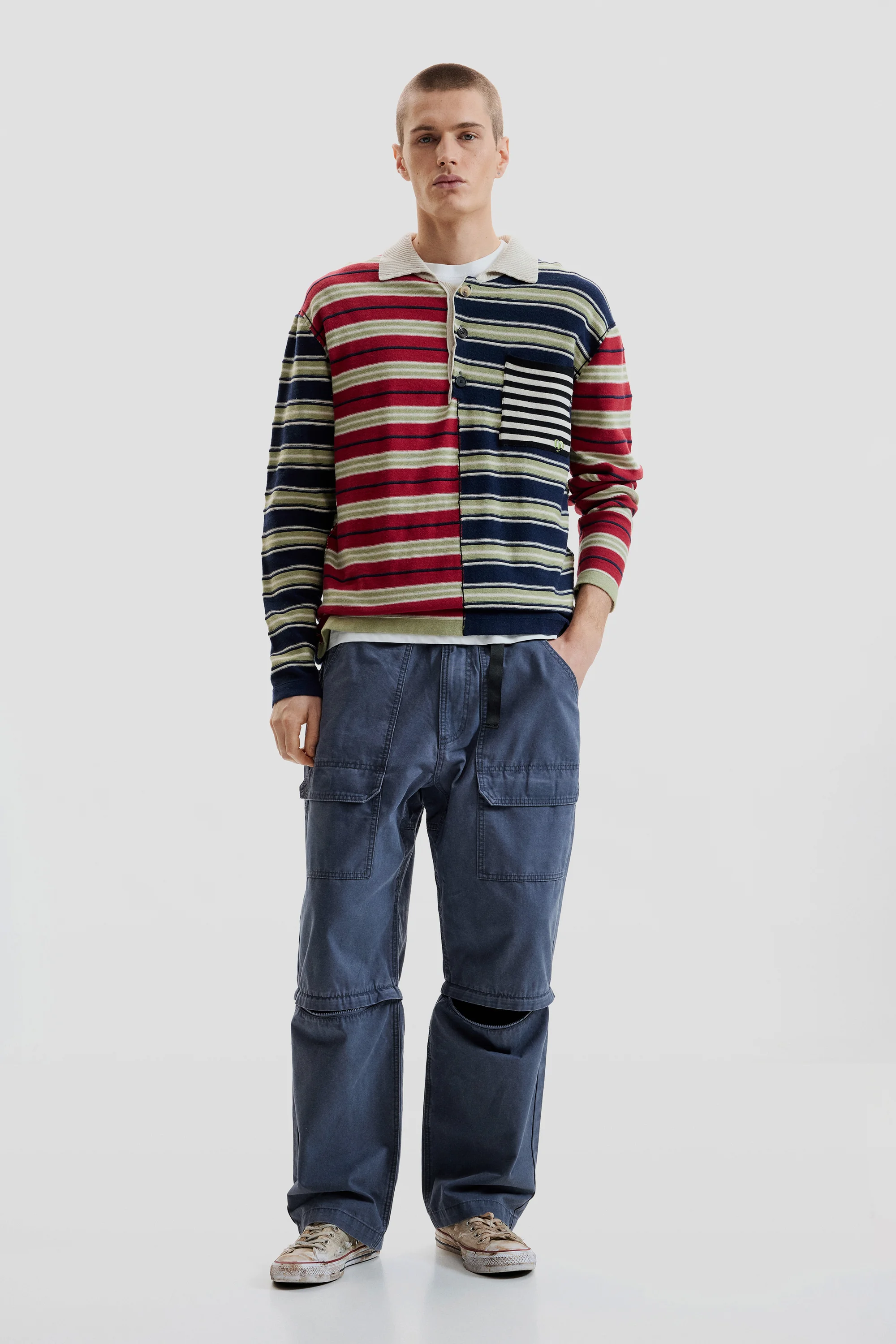 Desigual - MIXED STRIPES - Elegáns Férfi pulóver