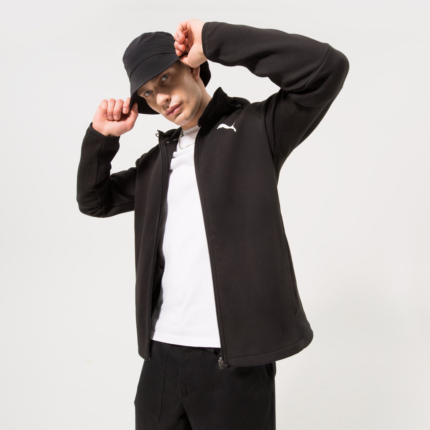 Puma - Evostripe Core Fz hoodie / Puma Black - Férfi melegítő pulóver