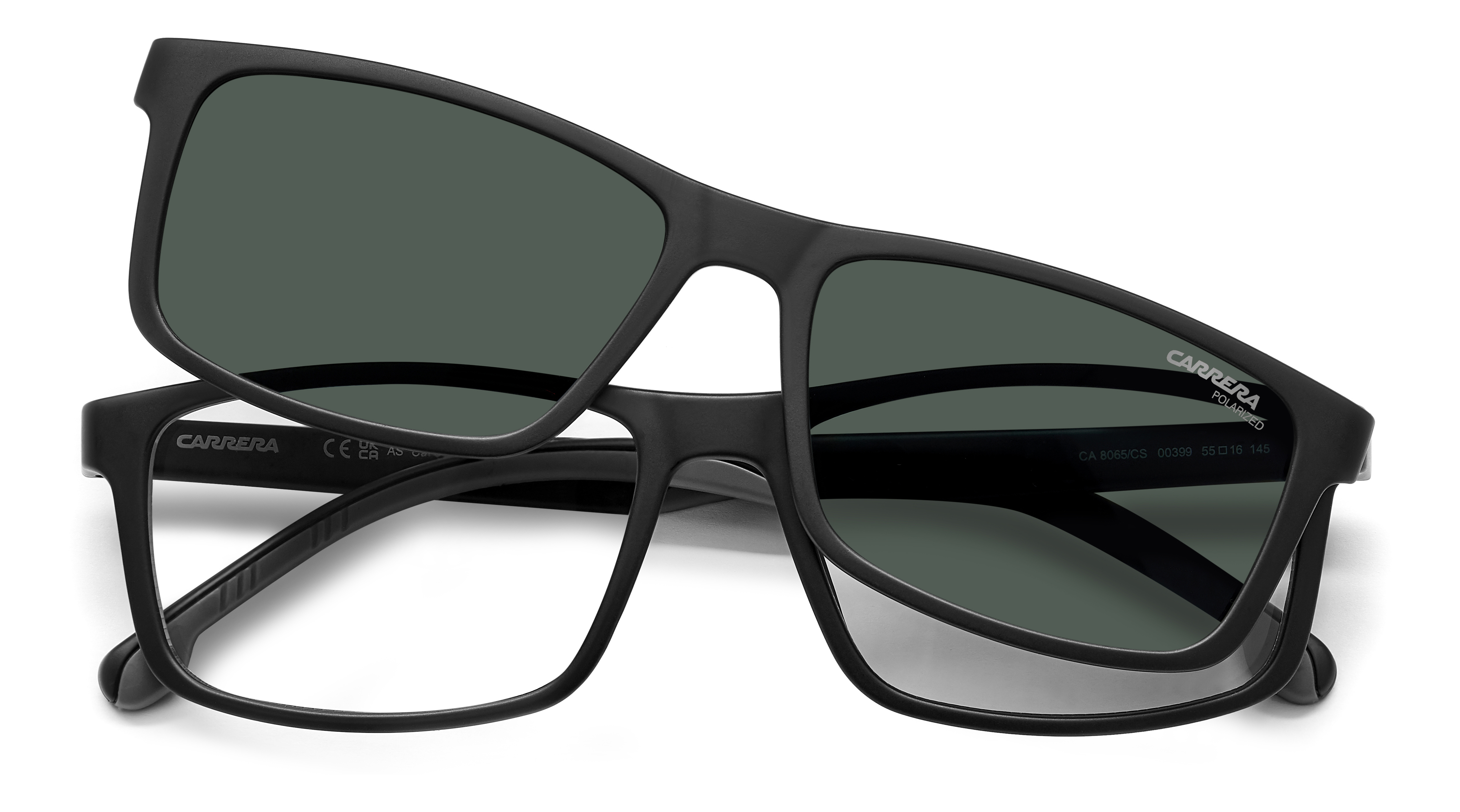 Carrera napszemüveg - Matte Black / Clear / Green Polarized - Extra lencsével
