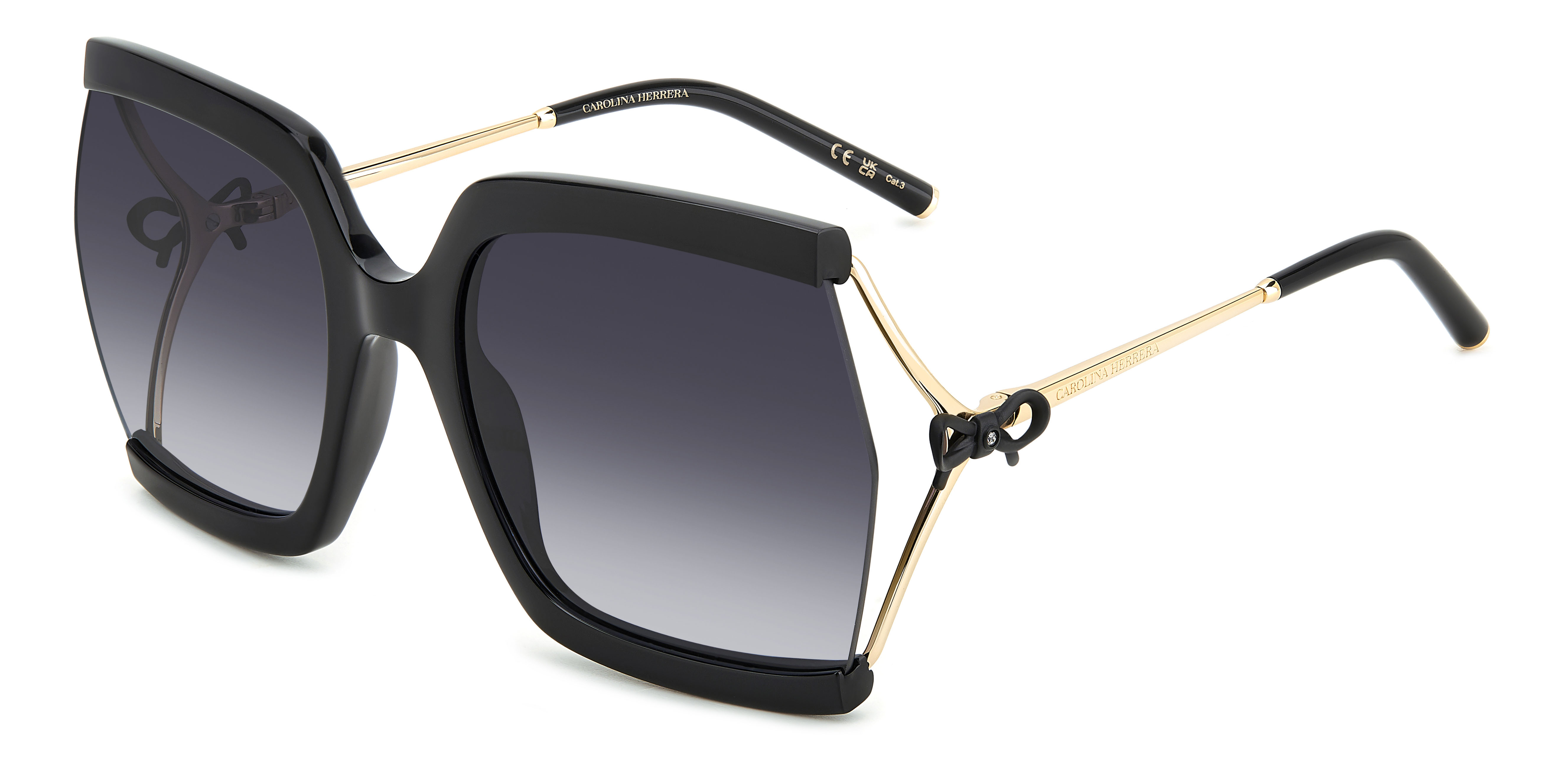 Carolina Herrera napszemüveg - Bow - Black Gold / Dark Grey Gradient