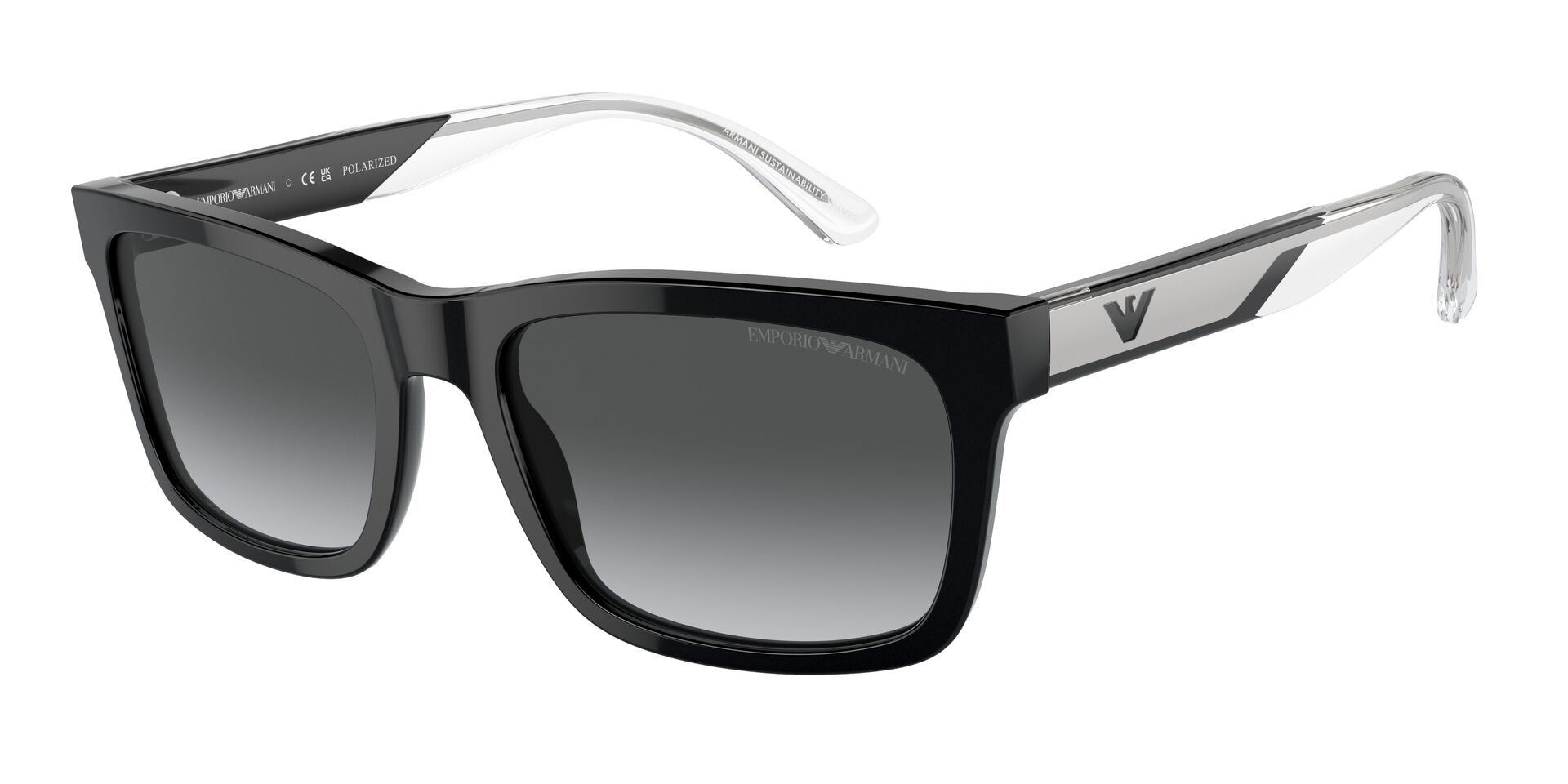 EMPORIO ARMANI napszemüveg - SHINY BLACK / DARK GREY POLAR