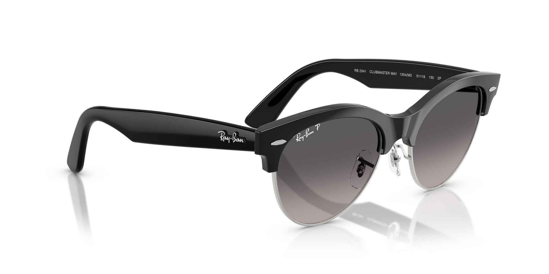Ray-Ban napszemüveg  - CLUBMASTER WAY -  BLACK ON SILVER / GREY GRADIENT