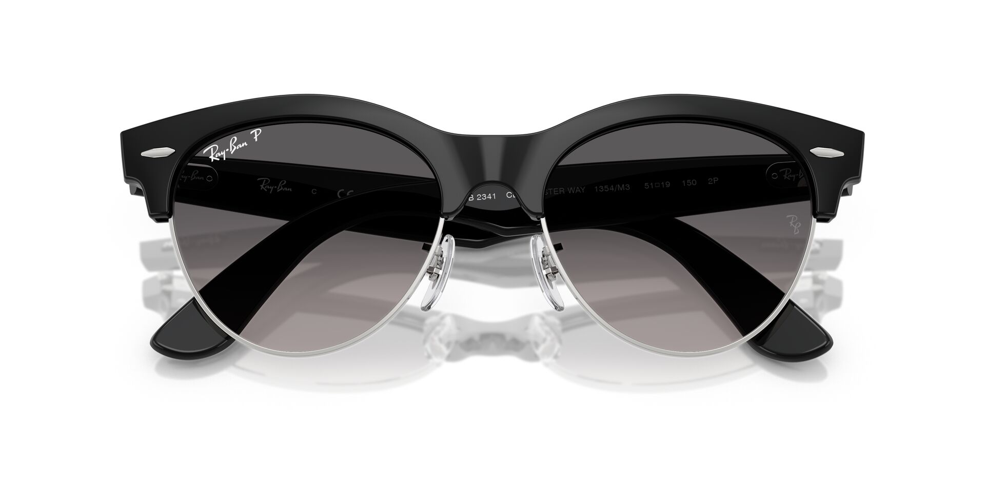 Ray-Ban napszemüveg  - CLUBMASTER WAY -  BLACK ON SILVER / GREY GRADIENT
