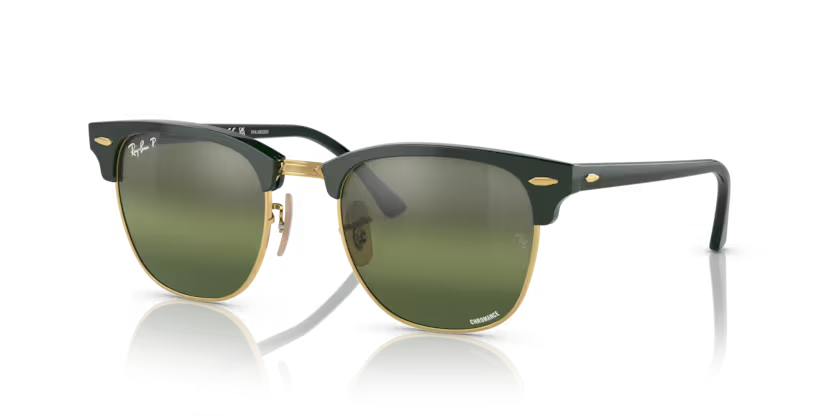 RAY-BAN napszemüveg - CLUBMASTER - GREEN ON ARISTA / DARK GREEN MIRROR POLAR