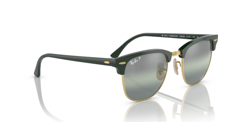 RAY-BAN napszemüveg - CLUBMASTER - GREEN ON ARISTA / DARK GREEN MIRROR POLAR