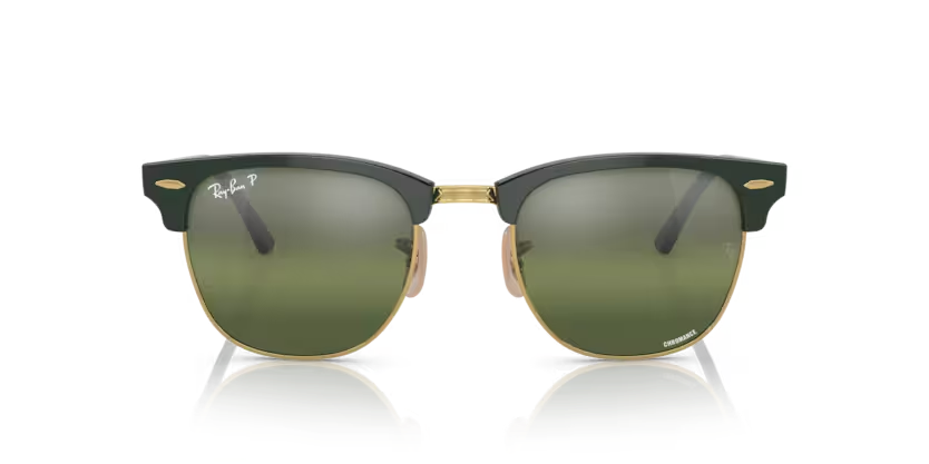 RAY-BAN napszemüveg - CLUBMASTER - GREEN ON ARISTA / DARK GREEN MIRROR POLAR