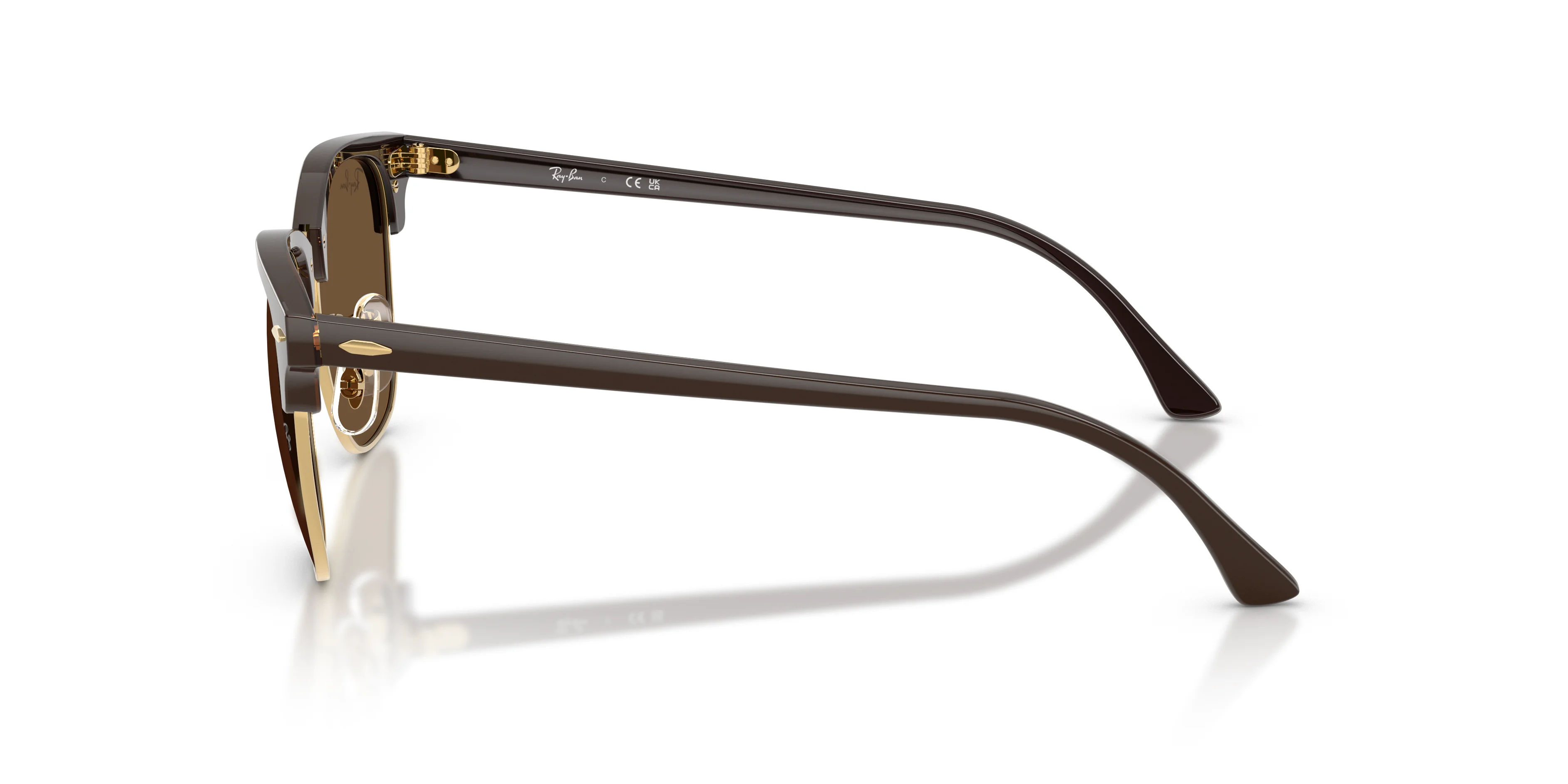 Ray-Ban napszemüveg - Clubmaster - Brown and Gold / Dark Brown