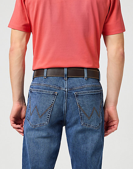 Wrangler - Stiched Belt / Brown - Bőr Férfi öv